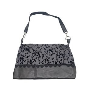 Custom Handmade Vintage Purse Fashion Shoulder Bag GREY BLACK Floral